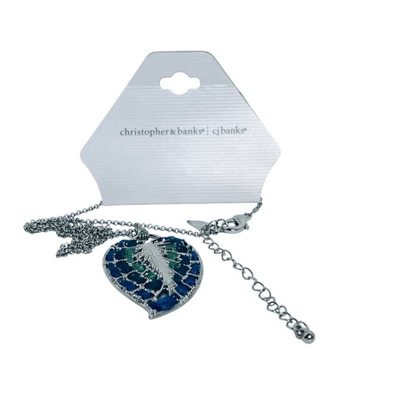 Christopher & Banks Silver Tone Chain Necklace W/Threaded Leaf Pendant (5605) - Picture 5 of 5